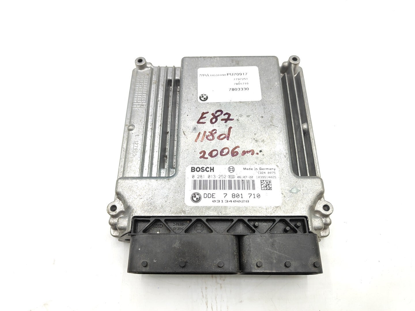 BMW E90 E91 320D 2006 Diesel Engine Control ECU 7801710 0281013252