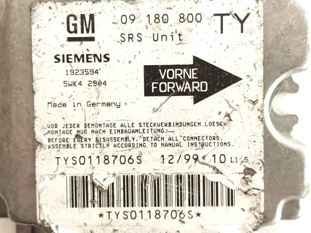 Opel Astra G DTI 2000 Safety Control unit module 1923594
