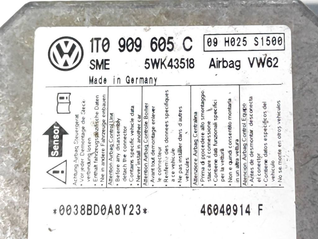 Volkswagen Touran I 2006 Safety Control unit module 1T0909605C