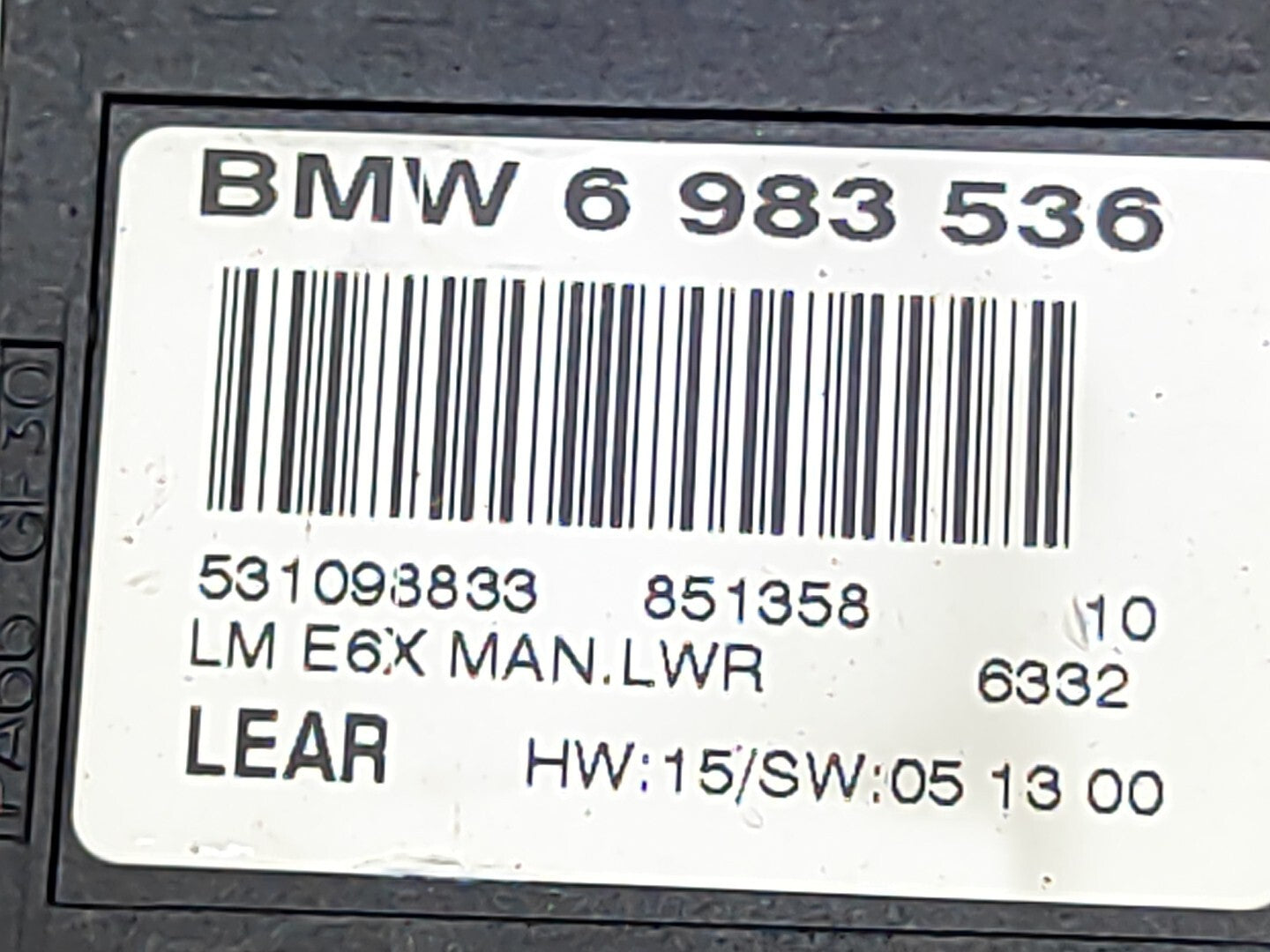 BMW 5 Series E60 530D 170kW 2005 LCM Light Control Module ECU 6983536