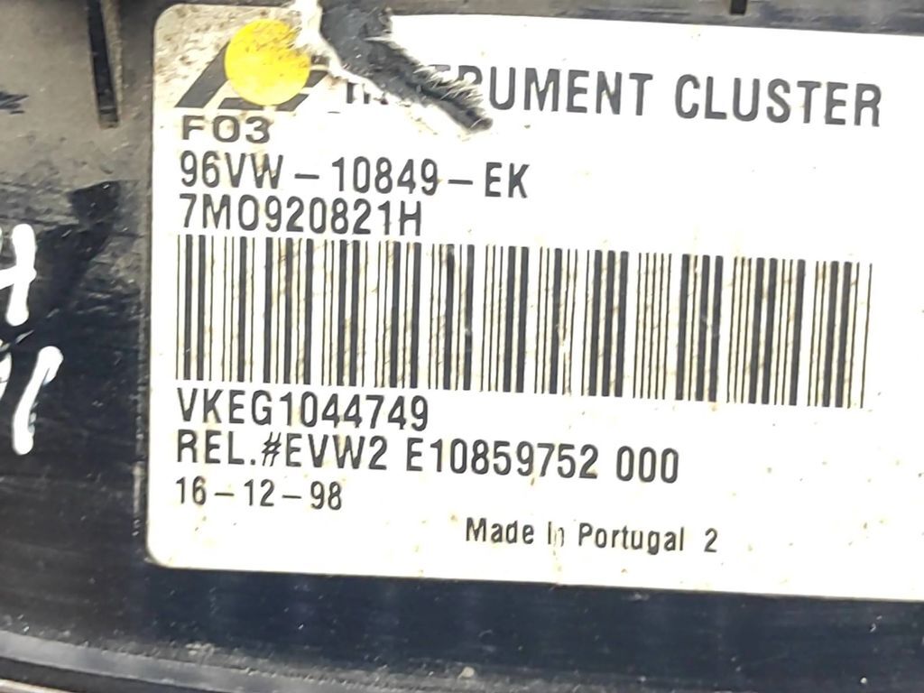 Ford Galaxy TDI 1998 Diesel speedometer instrument cluster 96VW10849EK