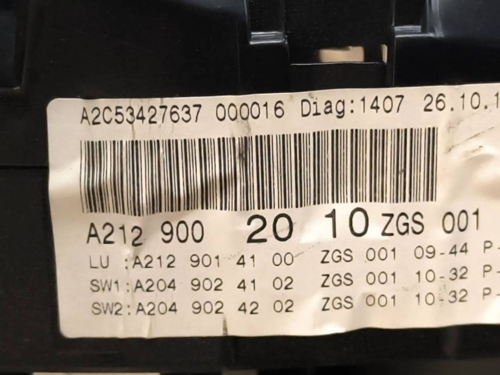 Mercedes-Benz E W212 2011 speedometer instrument cluster A2129002010