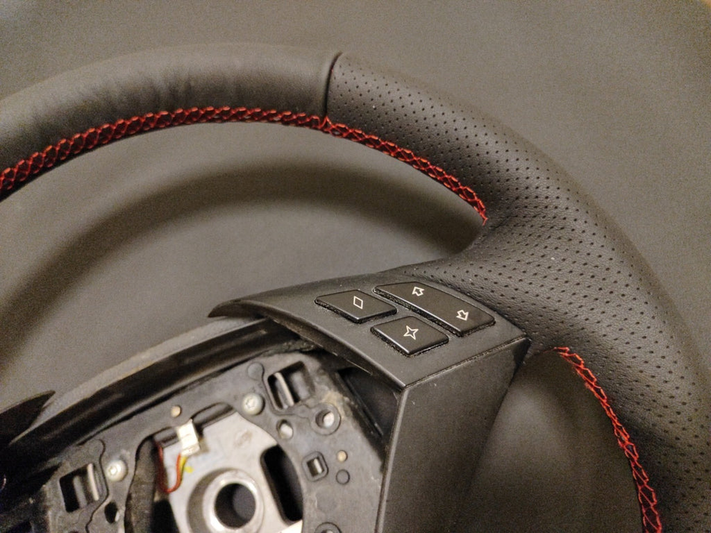 BMW 5 Series 3.0D E60 E61 Steering Wheel Red Stitch New Leather Cover