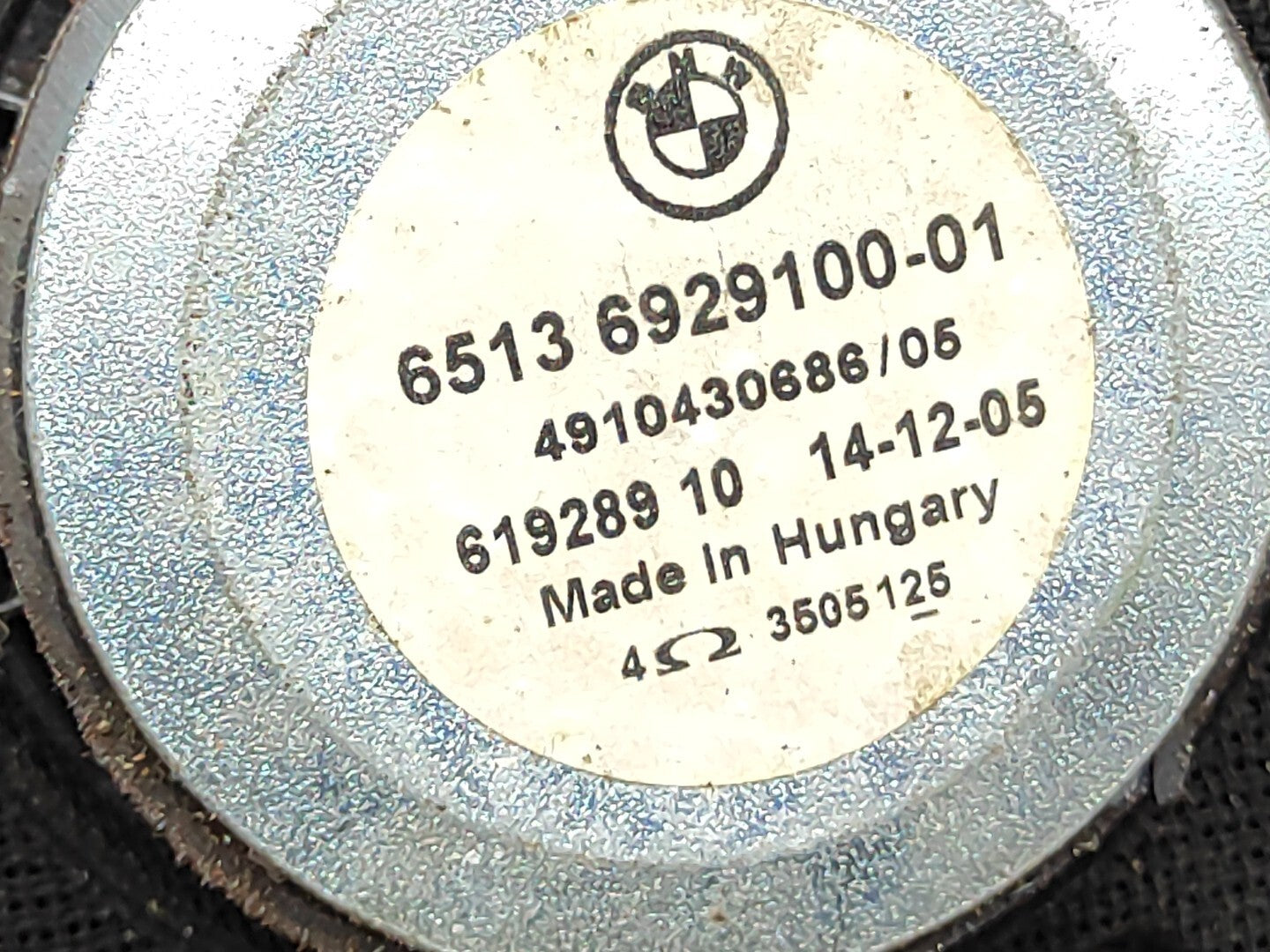 BMW E61 530D 170kW 2006 Interior Audio Speaker 6929100 65136929100