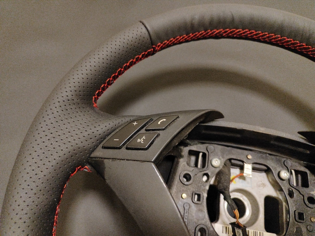 BMW 5 Series 3.0D E60 E61 Steering Wheel Red Stitch New Leather Cover