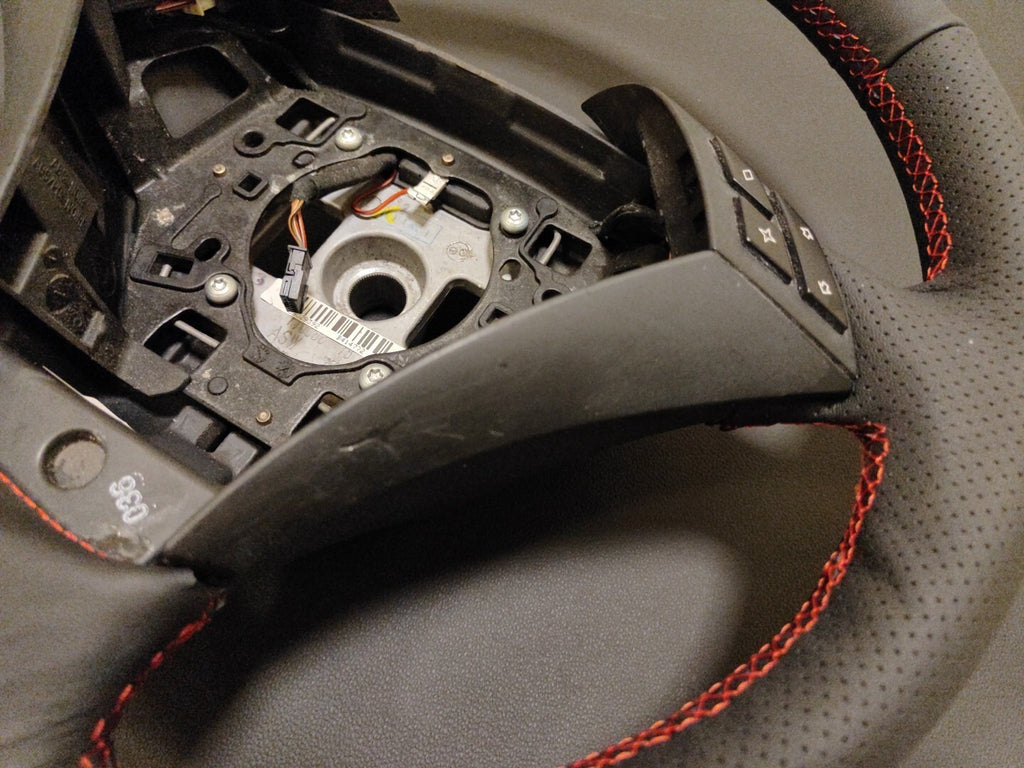 BMW 5 Series 3.0D E60 E61 Steering Wheel Red Stitch New Leather Cover