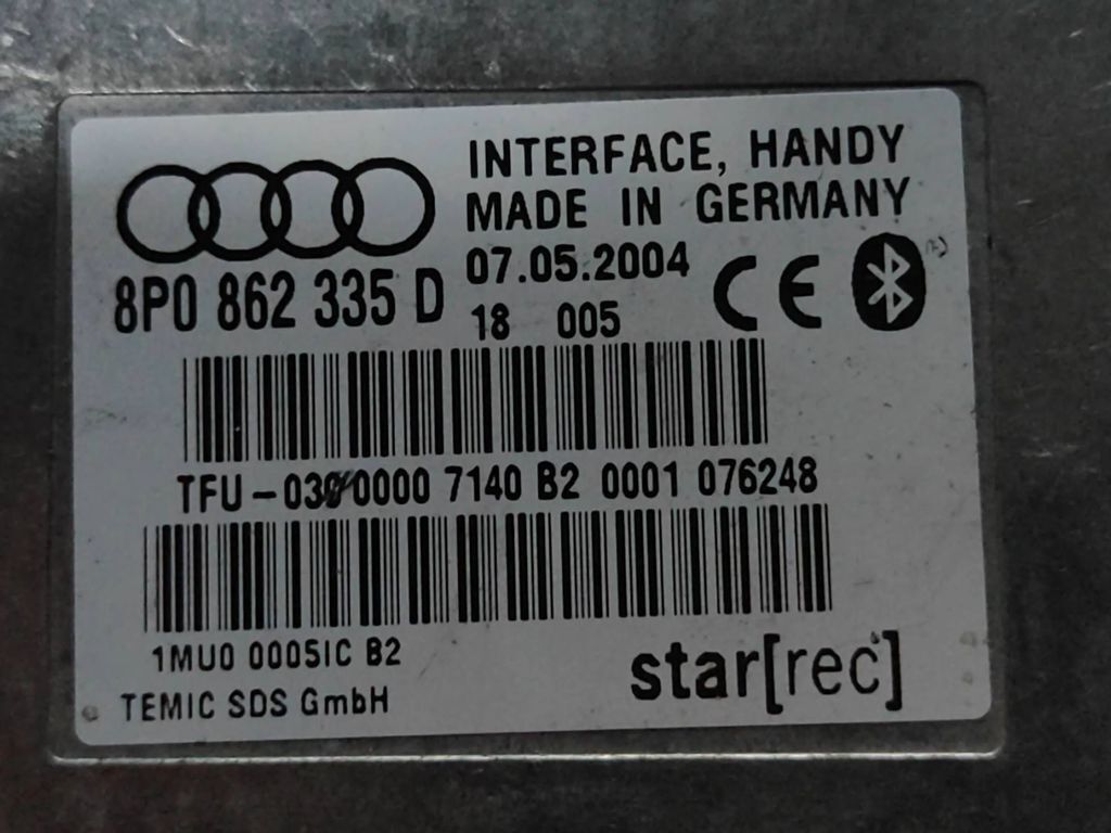 Audi A4 S4 B6 8E 8H 2002 Bluetooth control unit module 8P0862335D 