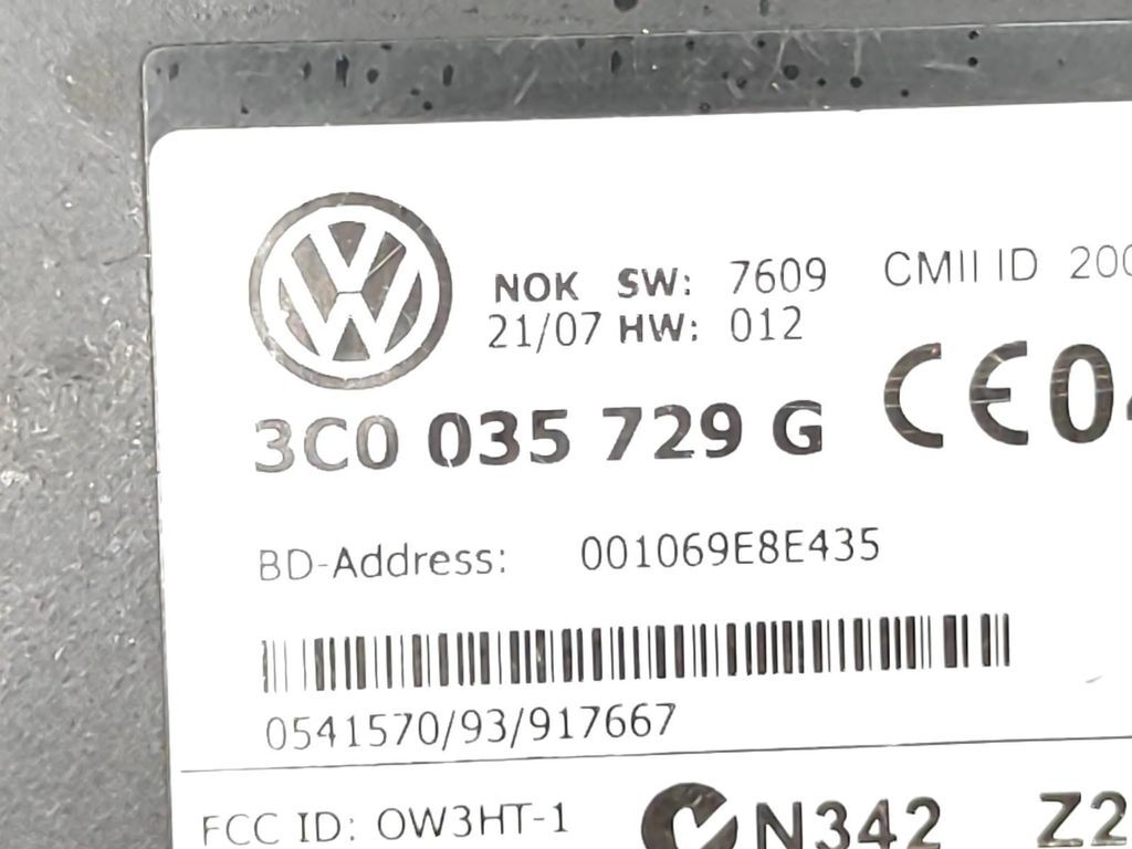 Volkswagen Touran I 2006 Bluetooth control unit module 3C0035729G 