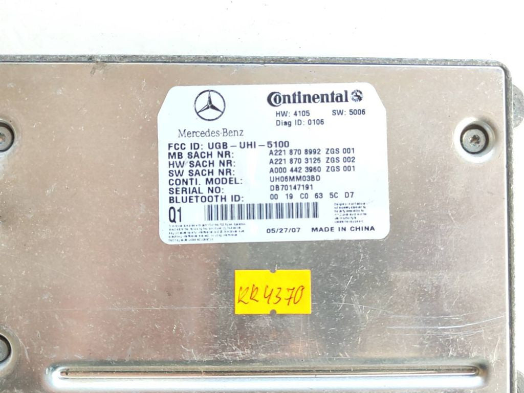 Mercedes-Benz S W221 2008 Bluetooth control unit module A0004423960 